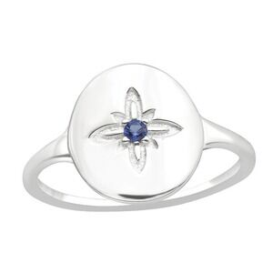 Sterling Silver Sapphire Signet Ring​